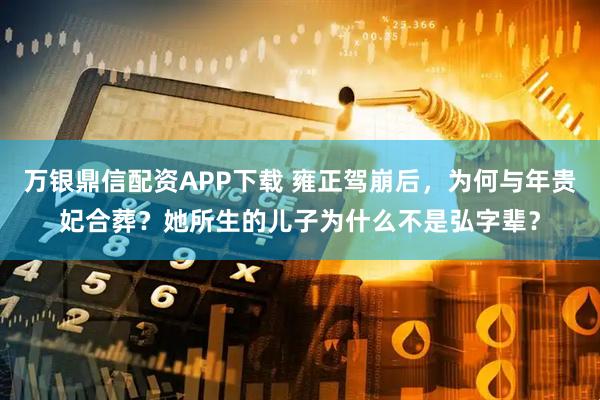 万银鼎信配资APP下载 雍正驾崩后，为何与年贵妃合葬？她所生的儿子为什么不是弘字辈？