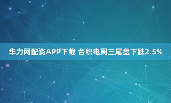 华力网配资APP下载 台积电周三尾盘下跌2.5%